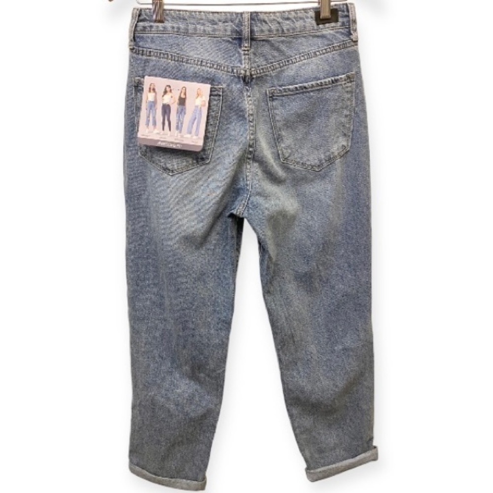 Simple Society NWT Sz 7 (28) Straight High Rise Roll Cuff Button Fly Women Jeans - Picture 4 of 11